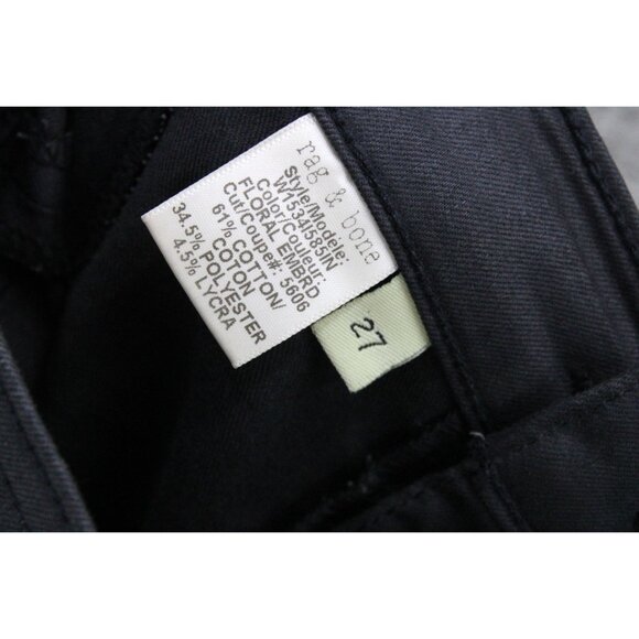 Rag & Bone Jeans Womens Size 27 Black Solid Skinny Intermix Floral Embroidered - Picture 13 of 13